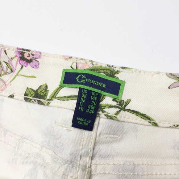 C Wonder floral cropped jeans cream size 10 petite - Picture 3 of 4